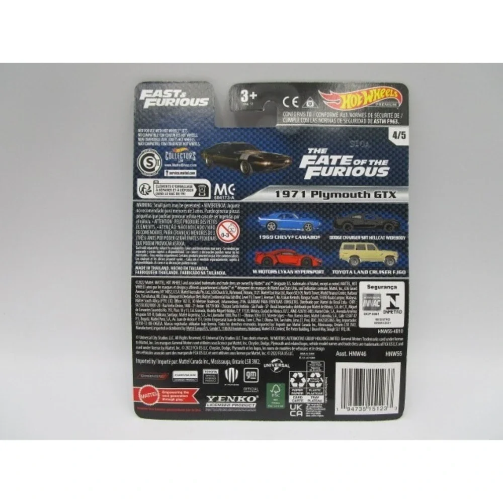 Hot Wheels Premium Fast & Furious 1971 Plymouth GTX 4/5 Diecast Car Real Riders